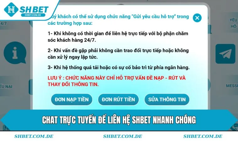 Chat trực tuyến để liên hệ SHBET nhanh chóng